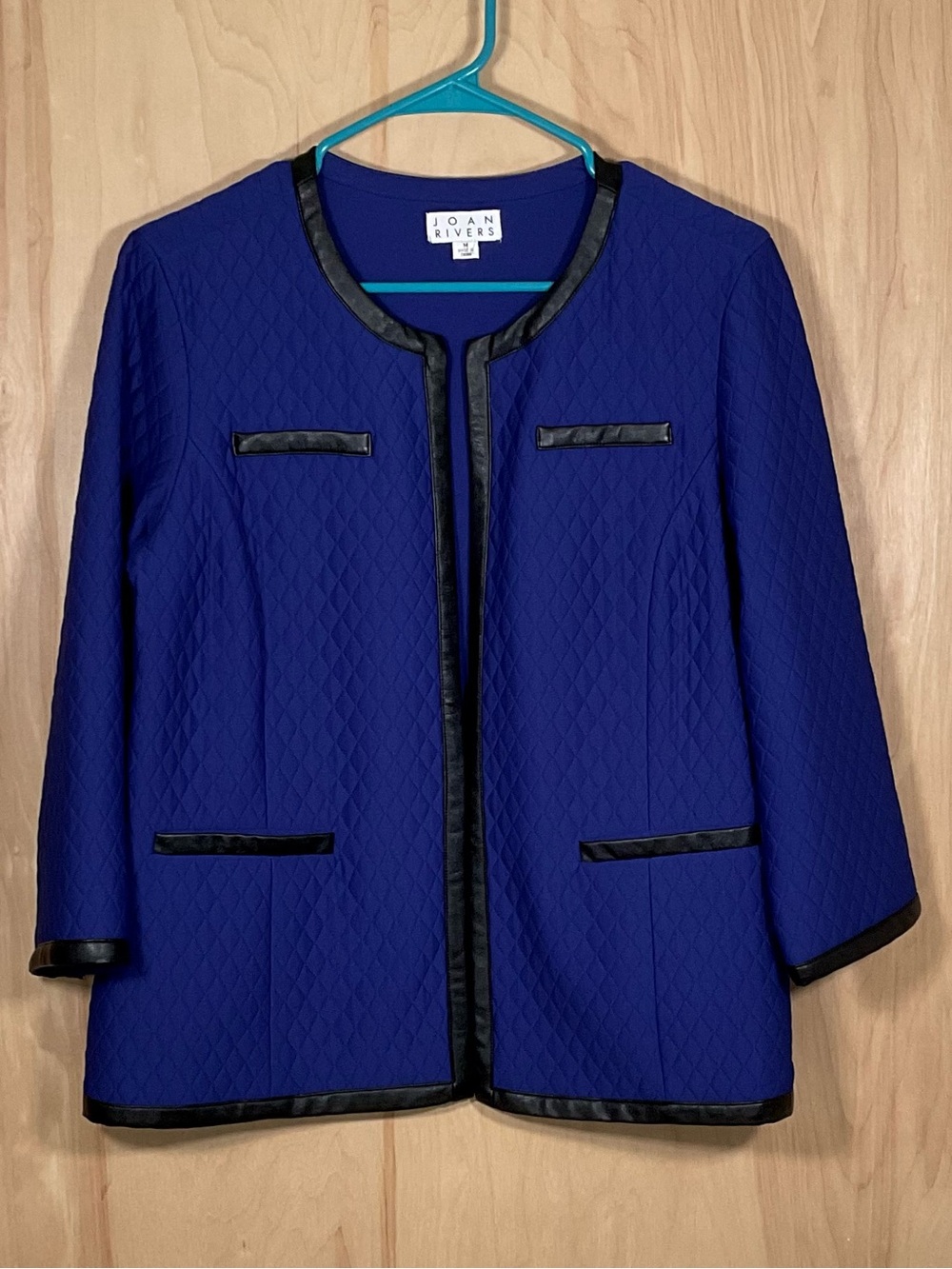 Joan Rivers Classics Quilted Knit Jacket with Faux Leather Detail - Like New
